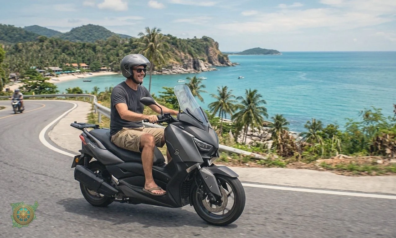 Who rides Yamaha XMAX 300 on Koh Samui?